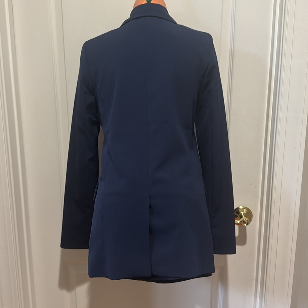 FOREVER 21 Navy Blue 2p Suit Double Breasted Blazer High Waist Shorts S Small - Picture 6 of 13